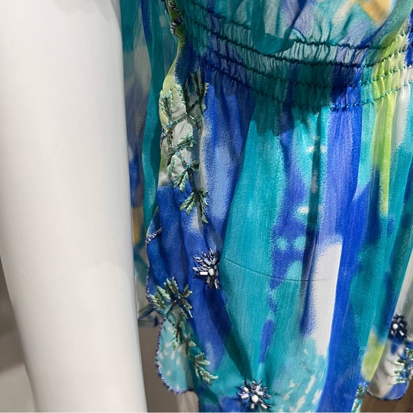 NWOT Midnight Velvet Sheer Tunic Top XL Multi Beaded Embroidered V-Neck - Picture 10 of 16